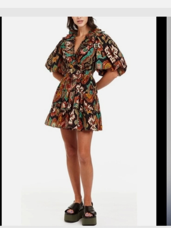 Love The Label Dresses & Skirts - Love The Label Remy RuffleBoho Floral Print Puff-Sleeve Mini Dress - Brown Multi